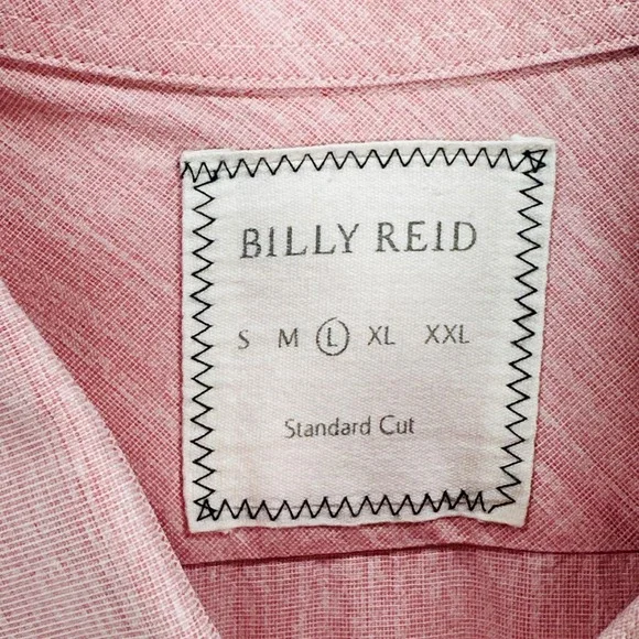 Billy Reid Shirt Mens Large Pink Standard Cut Button Front Long Sleeve Italy - Picture 6 of 10